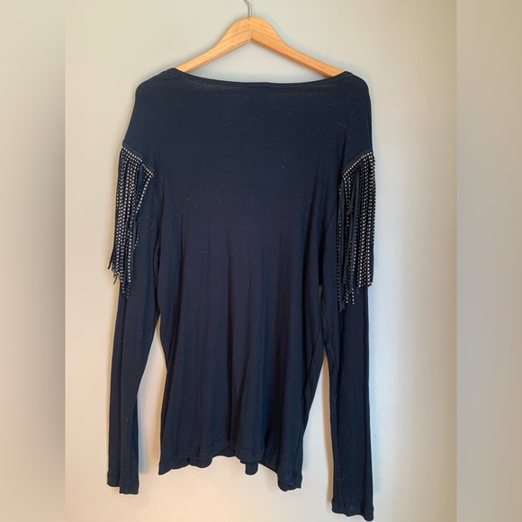 VOCAL Gold Studded Fringe long sleeve Top 3x western boho shirt new without tags - Picture 4 of 6